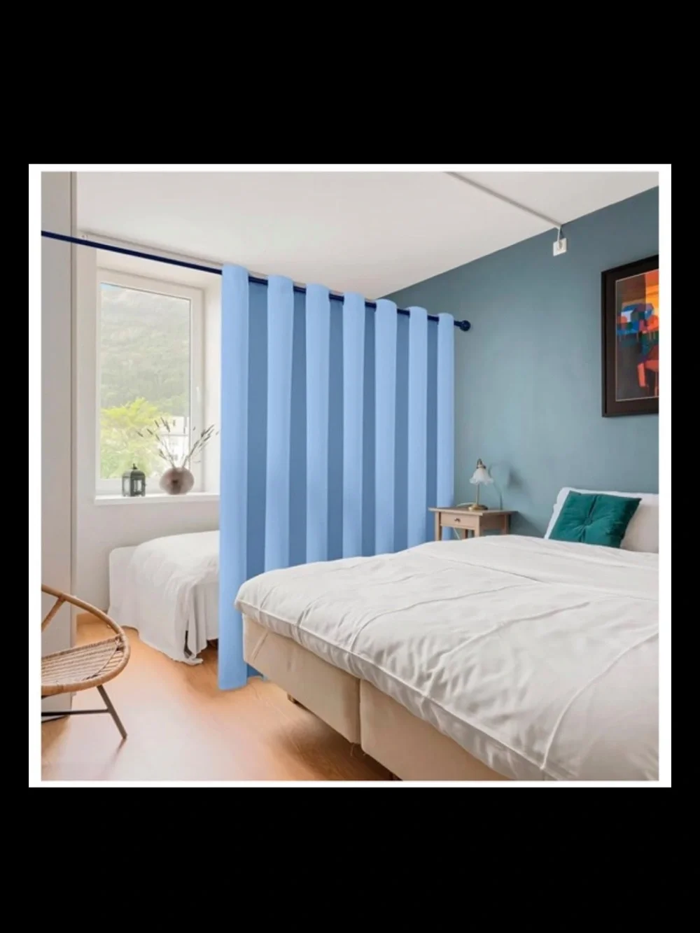 Room Divider Curtain 100”x84” Long Blackout Sliding Door Bedroom Patio Sky Blue